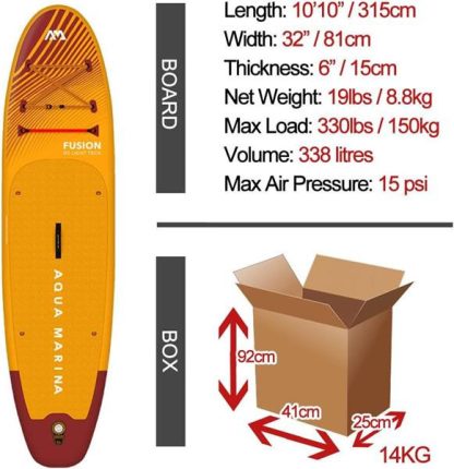 SUP-brett AQUA MARINA FUSION 23118 Allround iSUP med padleåre, bag og leash 330x81 - Bilde 3